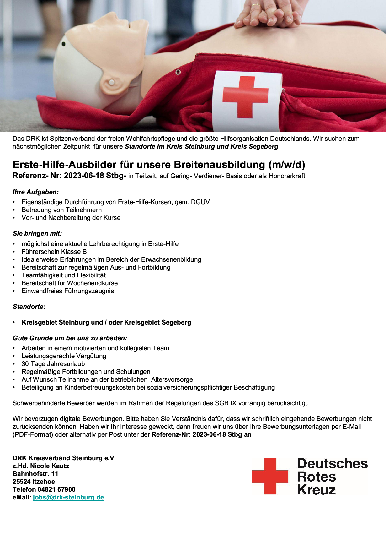 Rot-Kreuz-Kurs Erste Hilfe am Kind - DRK KV Steinburg e.V.